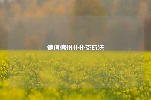 德信德州扑扑克玩法