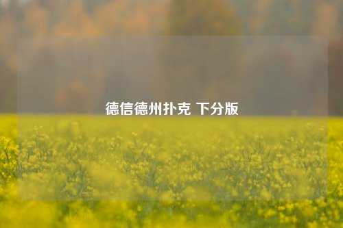 德信德州扑克 下分版